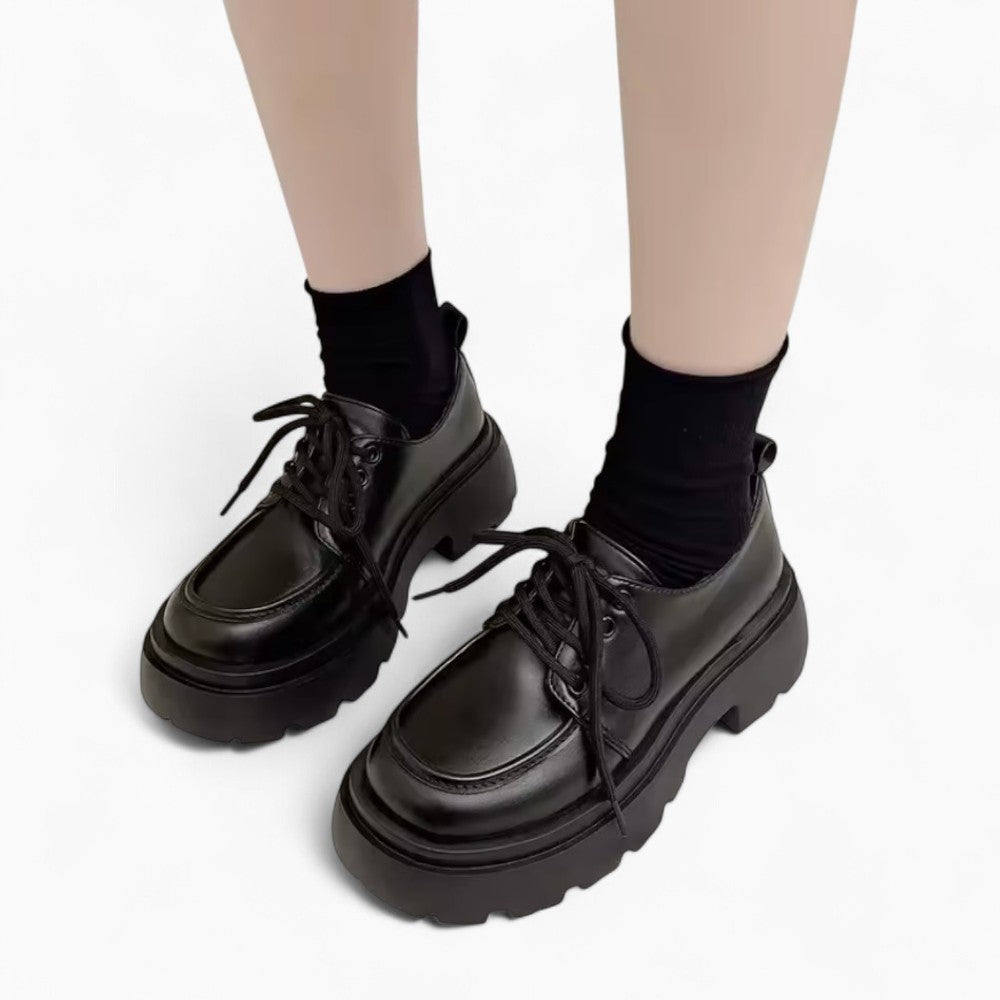 Mocassins À Plateforme En Cuir Synthétique Noir