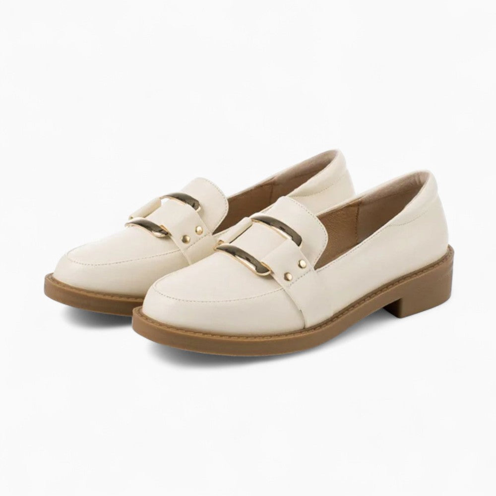 Mocassins À Plateforme En Cuir Beige Pour Femmes