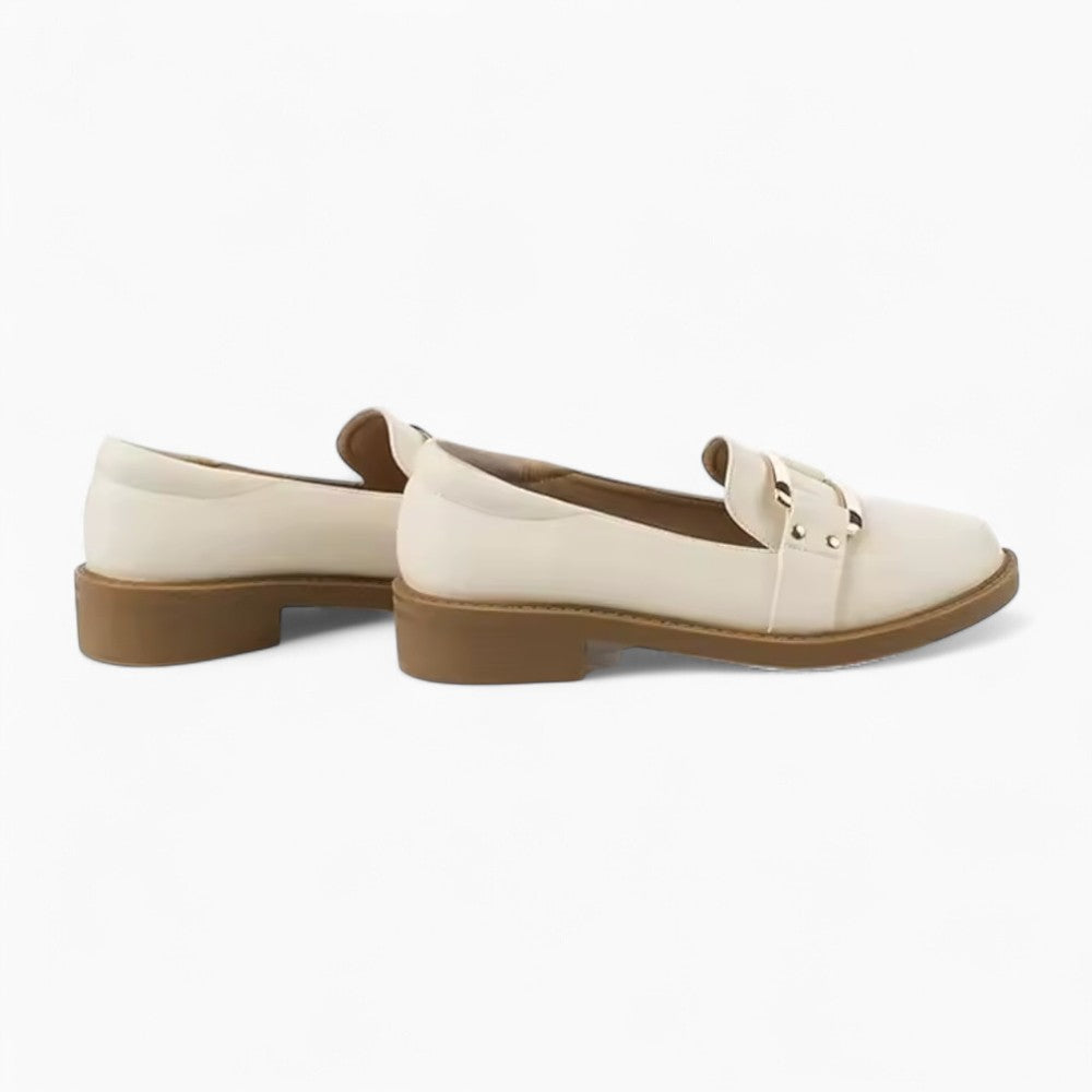 Mocassins À Plateforme En Cuir Beige Pour Femmes