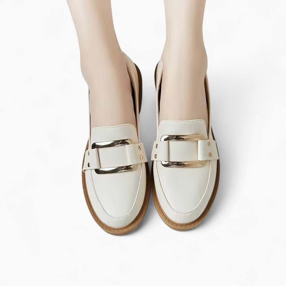Mocassins À Plateforme En Cuir Beige Pour Femmes