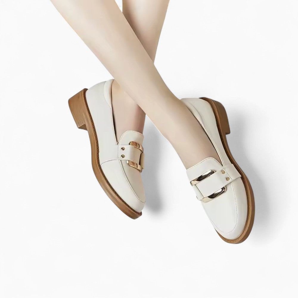 Mocassins À Plateforme En Cuir Beige Pour Femmes