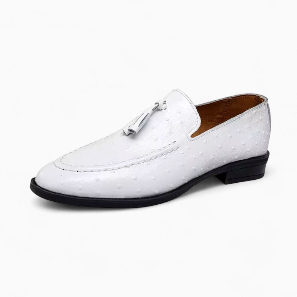 Mocassins À Glands Vernis Noir Et Blanc Pour Homme