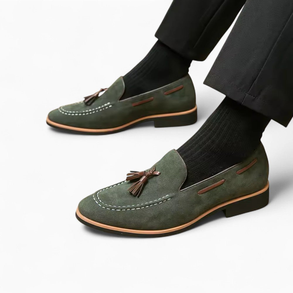 Mocassins À Glands En Daim Verts
