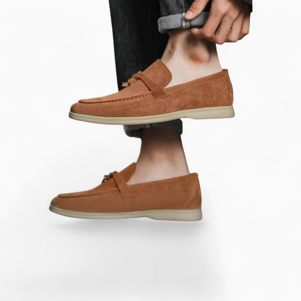 Mocassins À Glands En Daim Camel Pour Homme