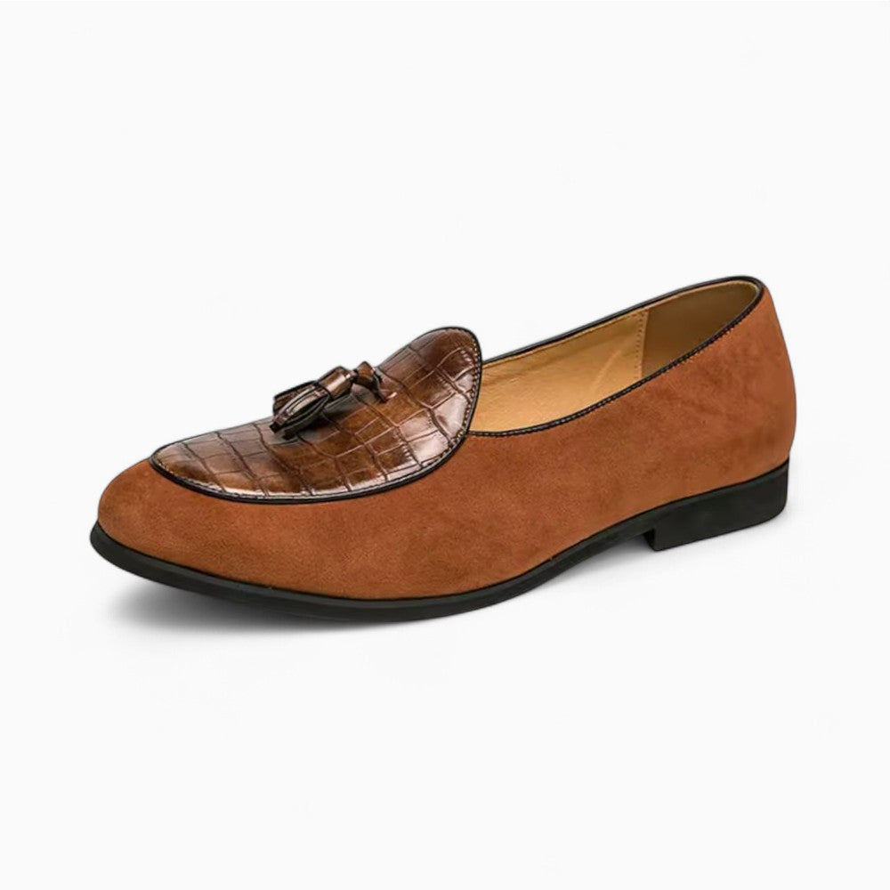 Mocassins À Glands En Daim Avec Torsade En Cuir
