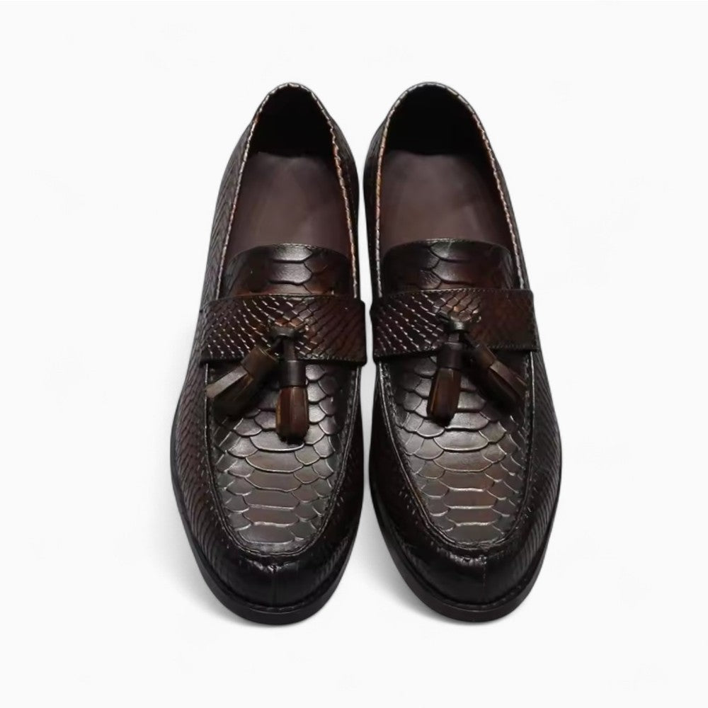 Mocassins À Glands En Cuir Véritable Effet Serpent