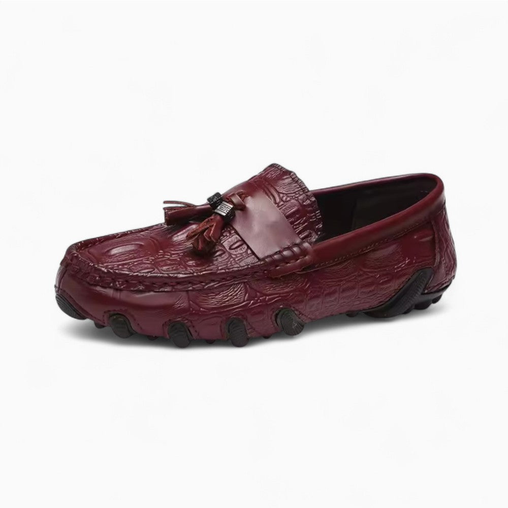 Mocassins À Glands En Cuir Véritable Effet Croco Pour Homme