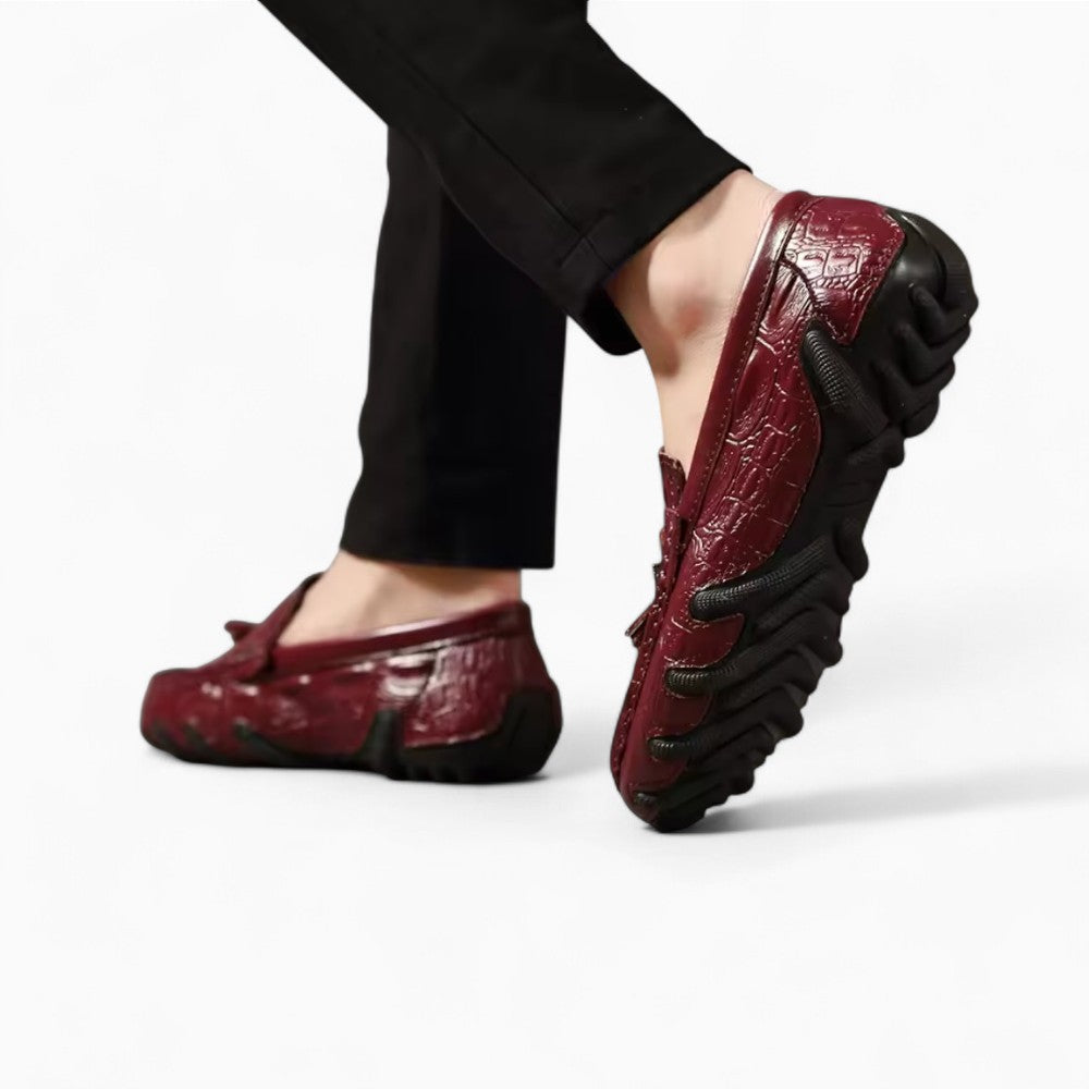 Mocassins À Glands En Cuir Véritable Effet Croco Pour Homme