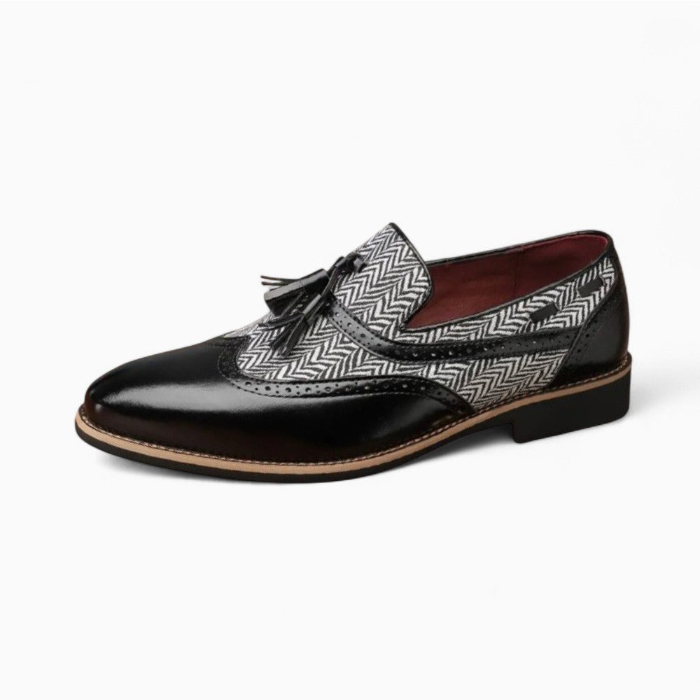 Mocassins À Glands En Cuir Motif À Chevrons
