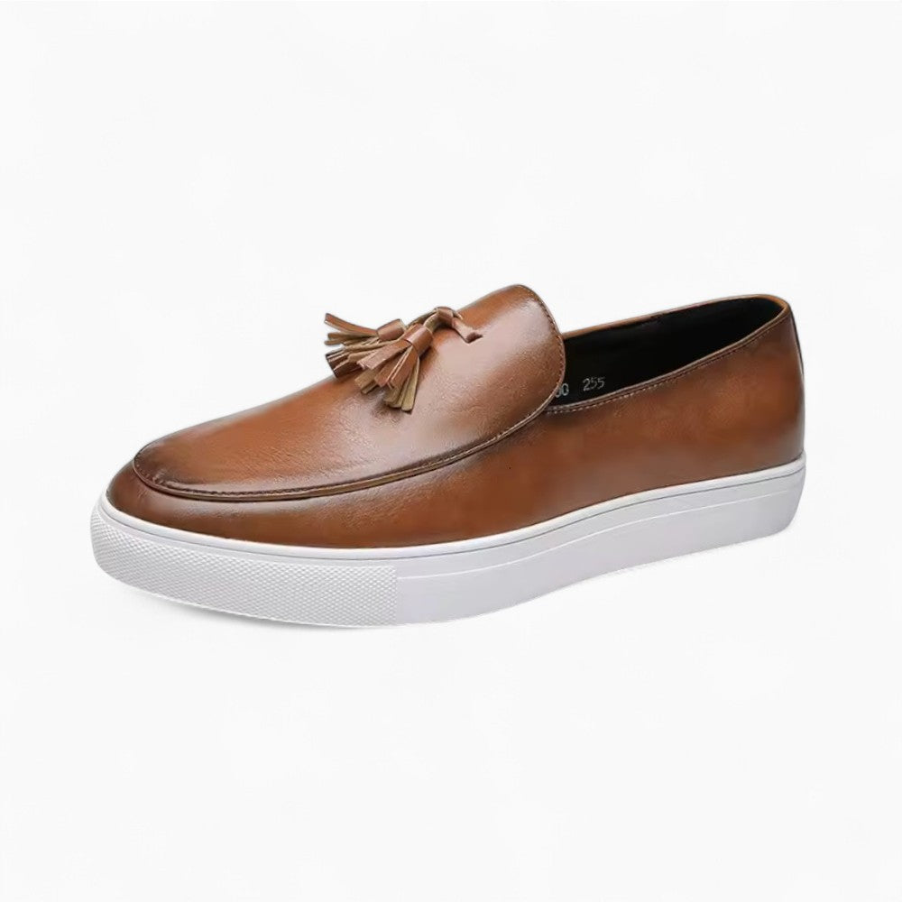 Mocassins À Glands En Cuir Lisse Respirant