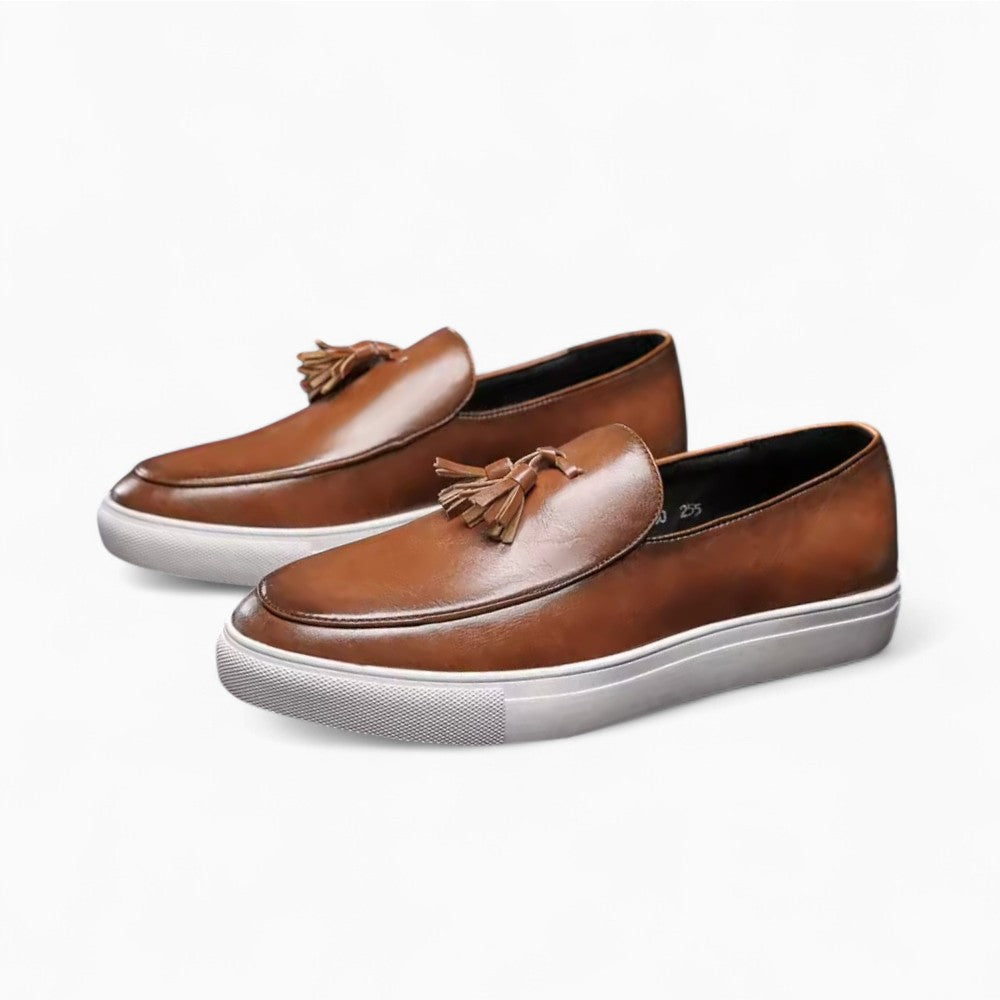 Mocassins À Glands En Cuir Lisse Respirant