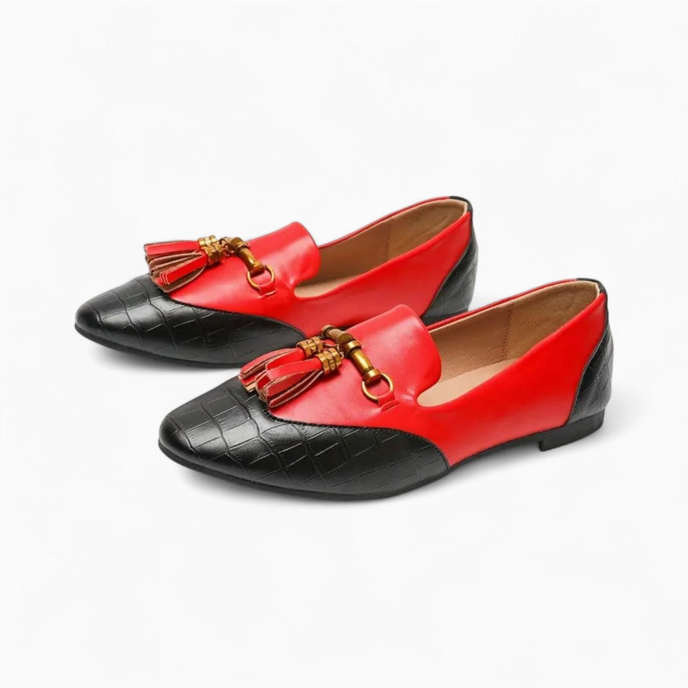 Mocassins À Glands En Cuir Et Bout Rond Pour Femme