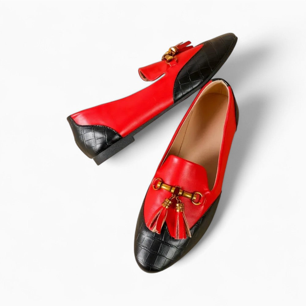 Mocassins À Glands En Cuir Et Bout Rond Pour Femme