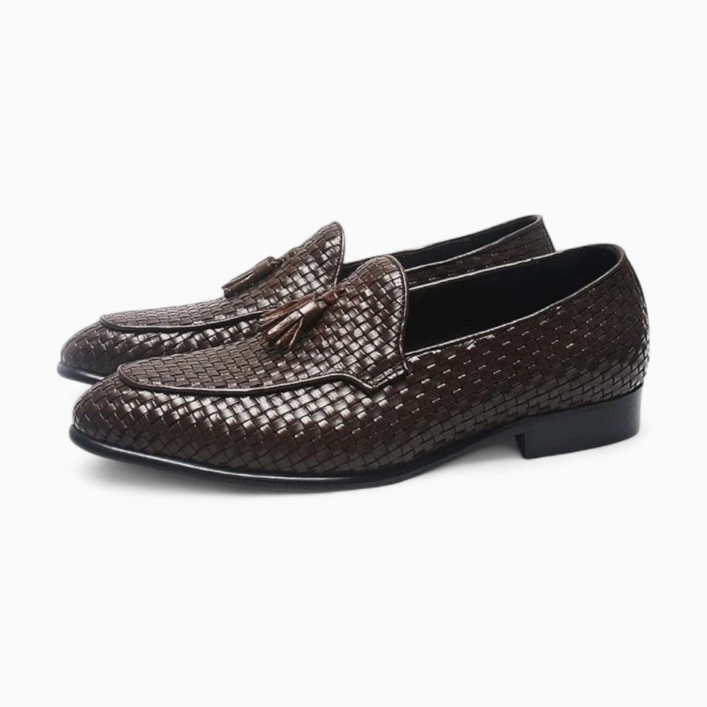 Mocassins À Glands En Cuir Effet Tressé