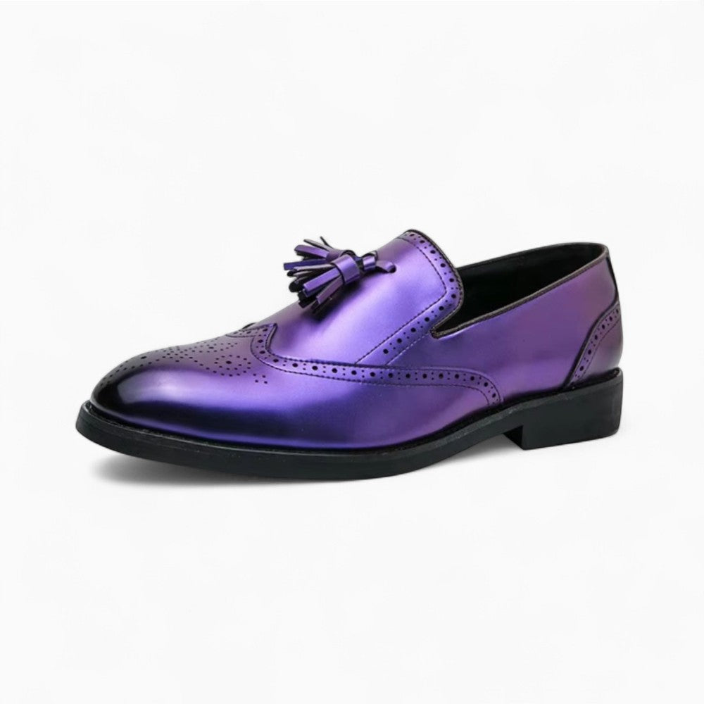 Mocassins À Gland Violet Métallique Pour Hommes