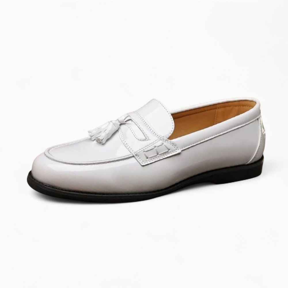 Mocassins À Gland Verni Blanc Pour Hommes