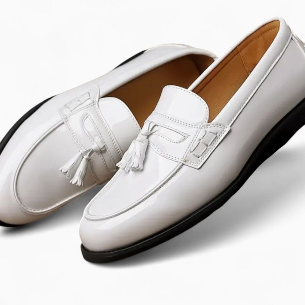Mocassins À Gland Verni Blanc Pour Hommes