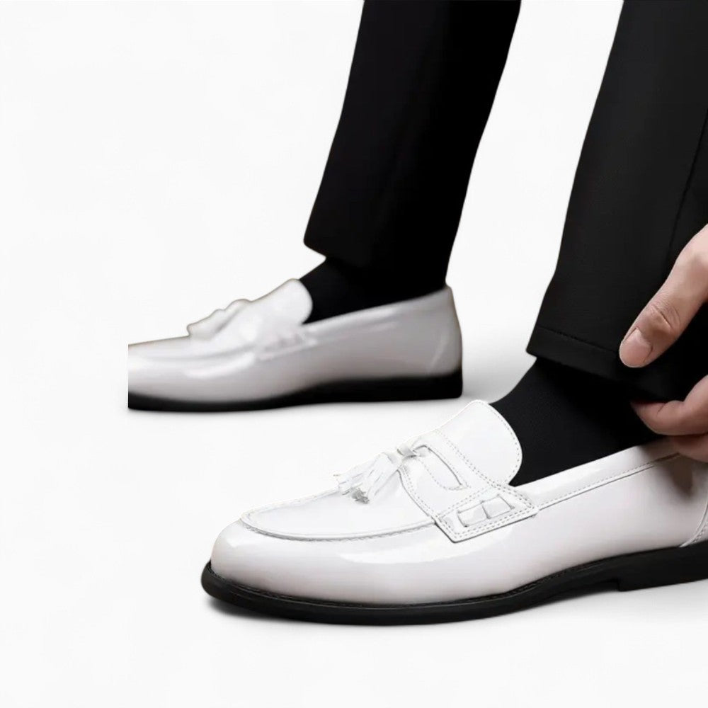 Mocassins À Gland Verni Blanc Pour Hommes