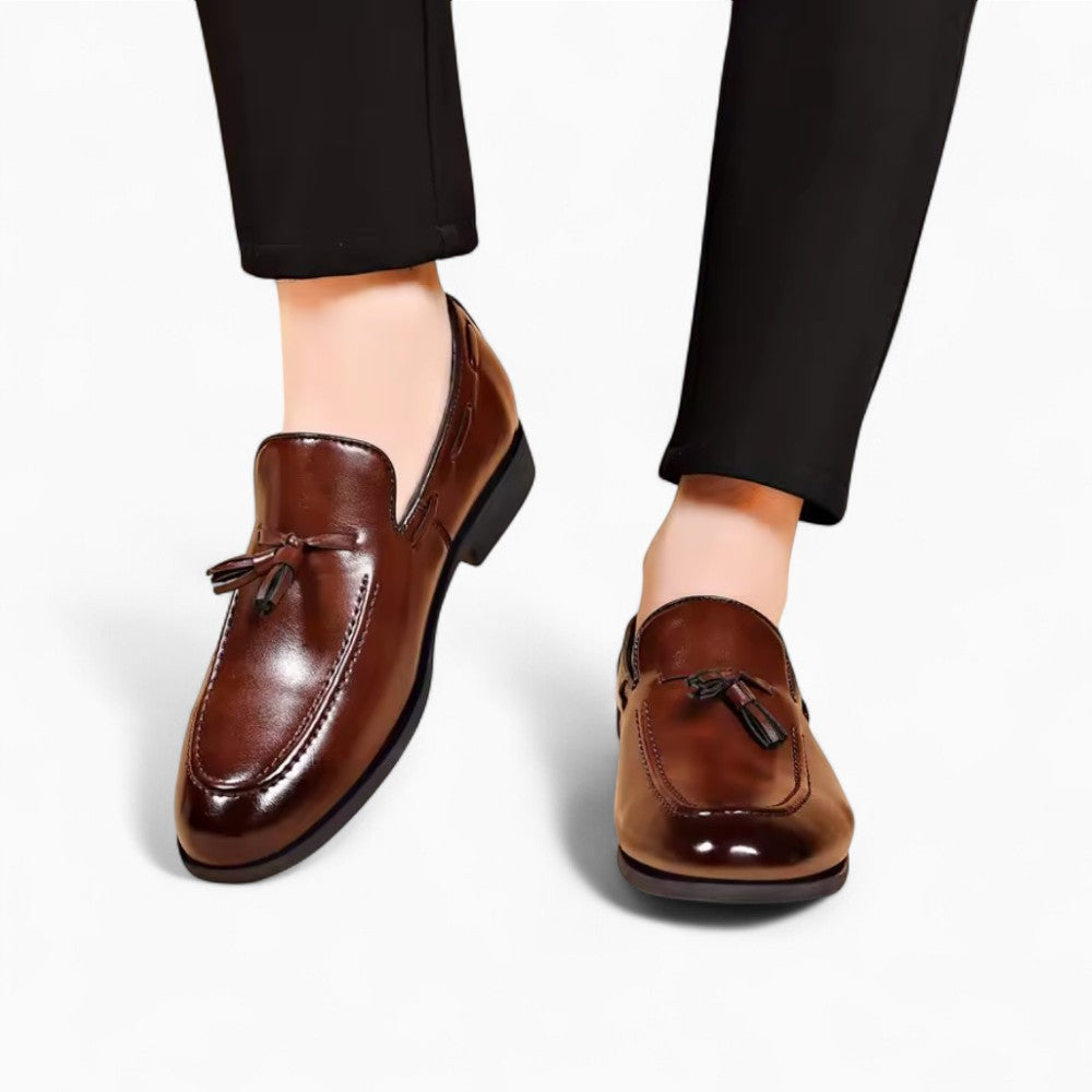 Mocassins À Gland En Cuir Véritable Marron Pour Hommes