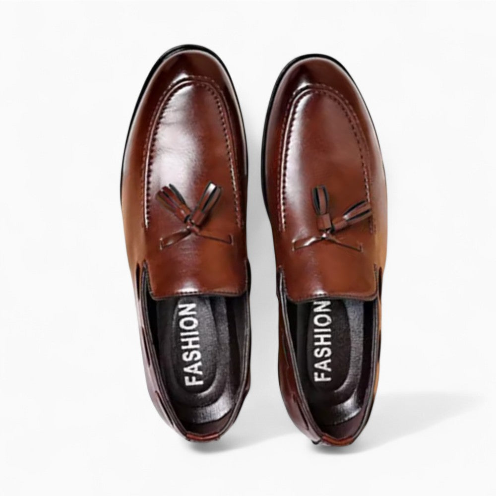 Mocassins À Gland En Cuir Véritable Marron Pour Hommes