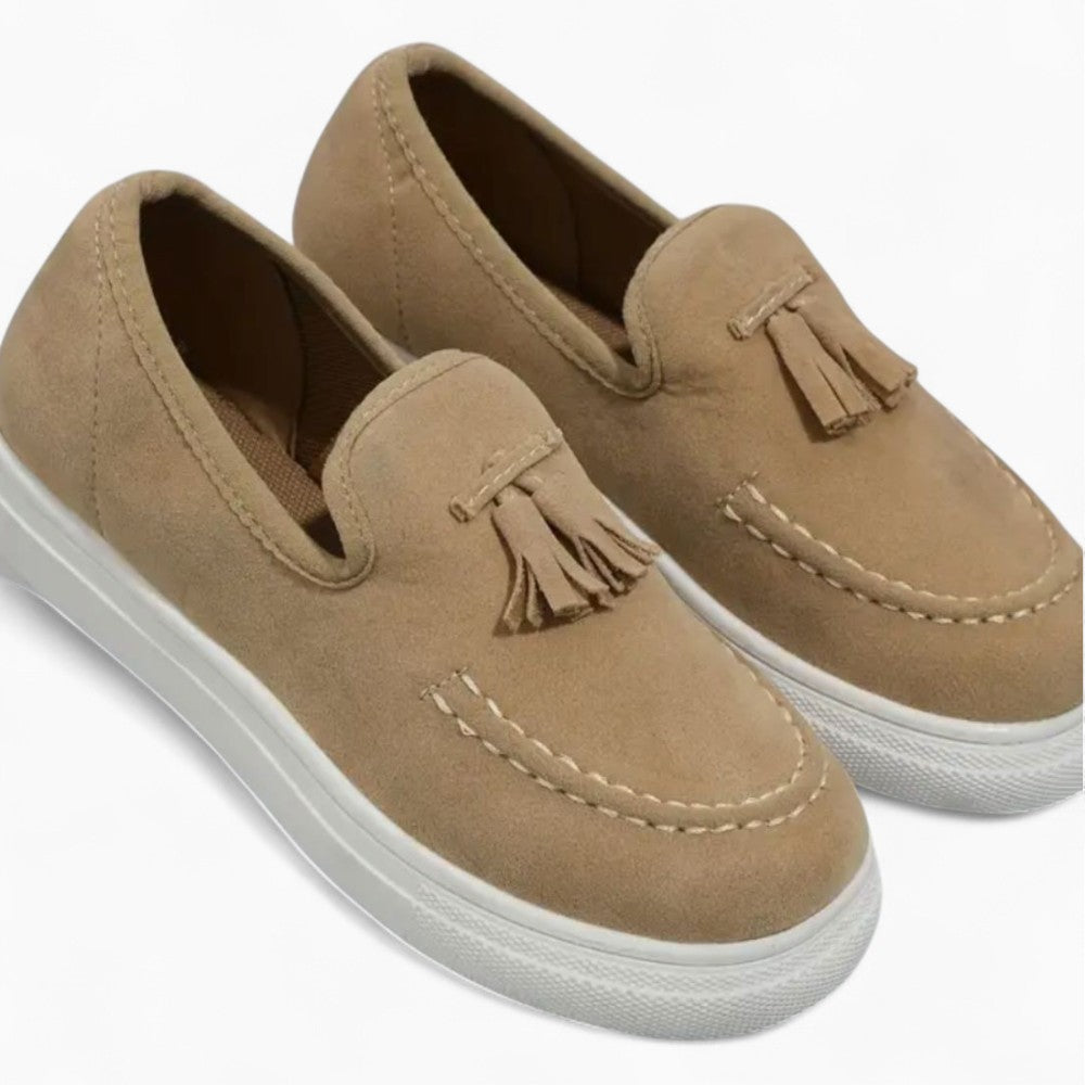 Mocassins À Gland Beige Semelle Épaisse Pour Femme