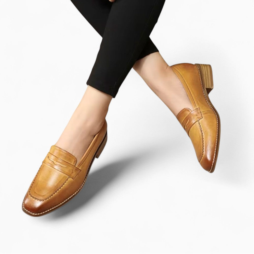 Mocassins À Enfiler En Cuir Véritable Pour Femme
