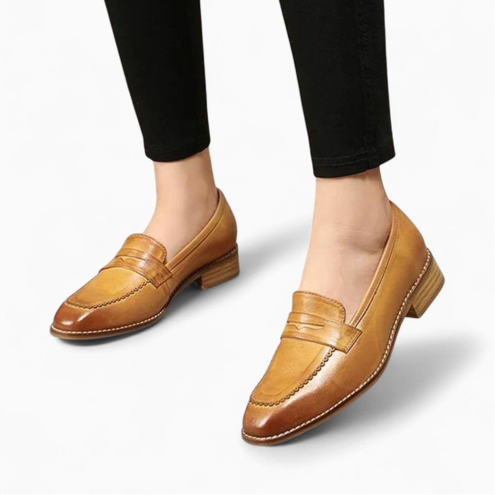 Mocassins À Enfiler En Cuir Véritable Pour Femme