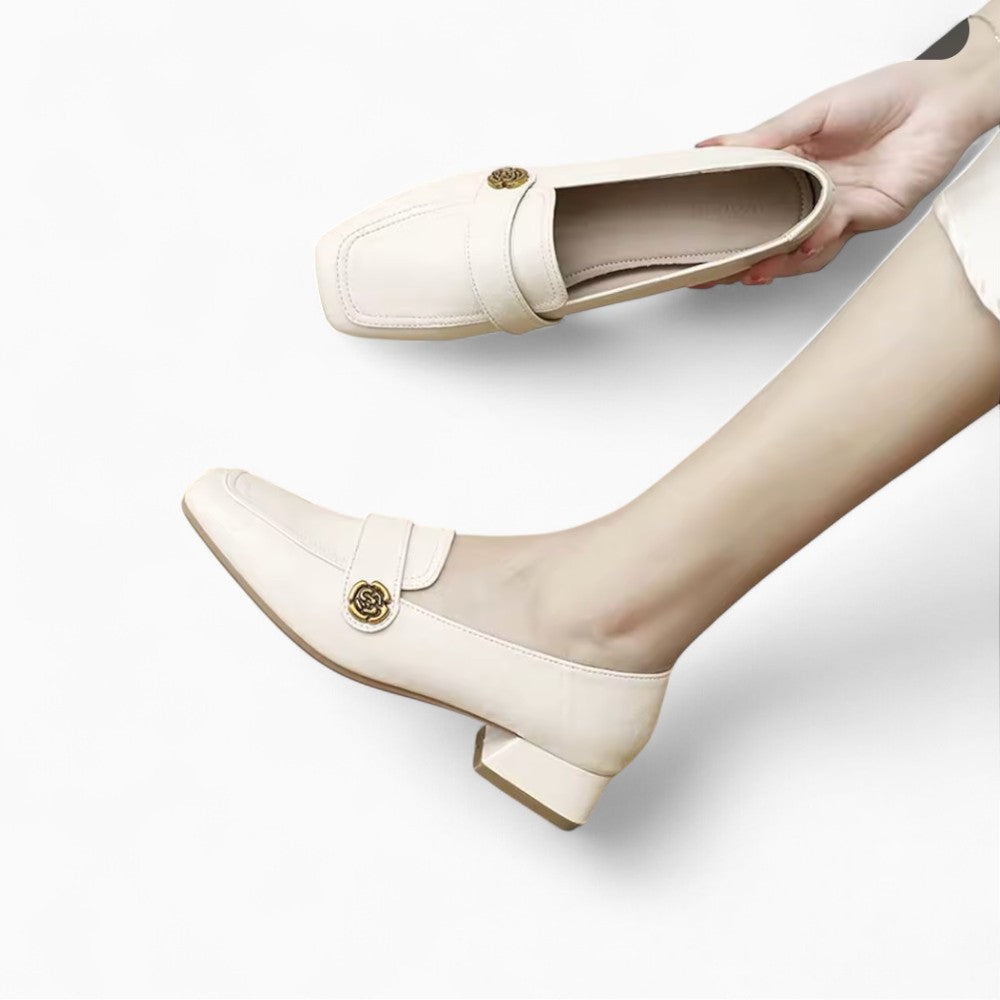 Mocassins À Bout Rond Et Talon Carré Pour Femme