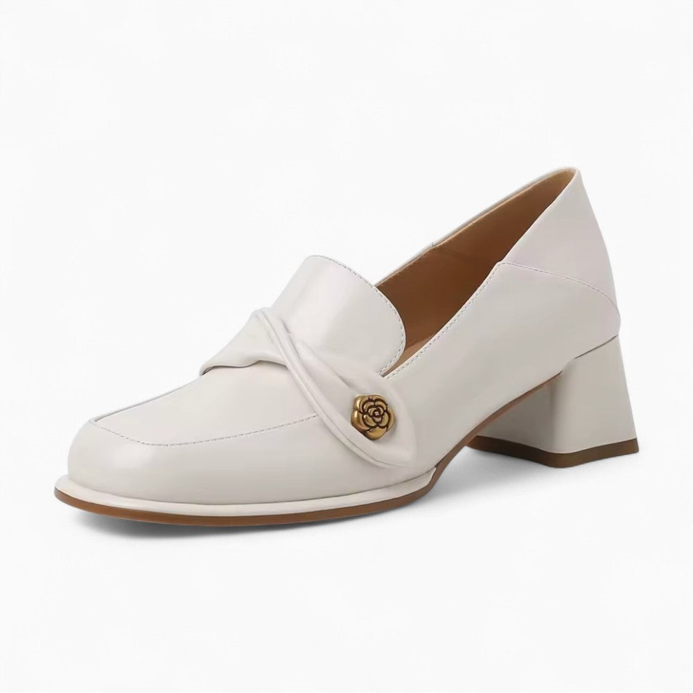 Mocassins À Bout Rond Et Talon Carré Pour Femme