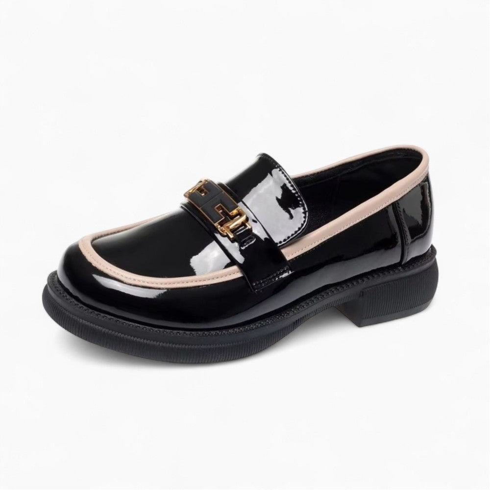Mocassins À Bout Rond En Cuir Verni Pour Femmes