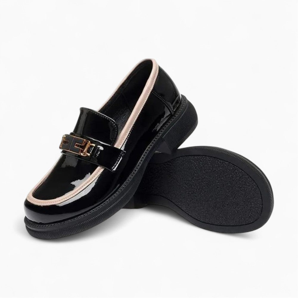 Mocassins À Bout Rond En Cuir Verni Pour Femmes