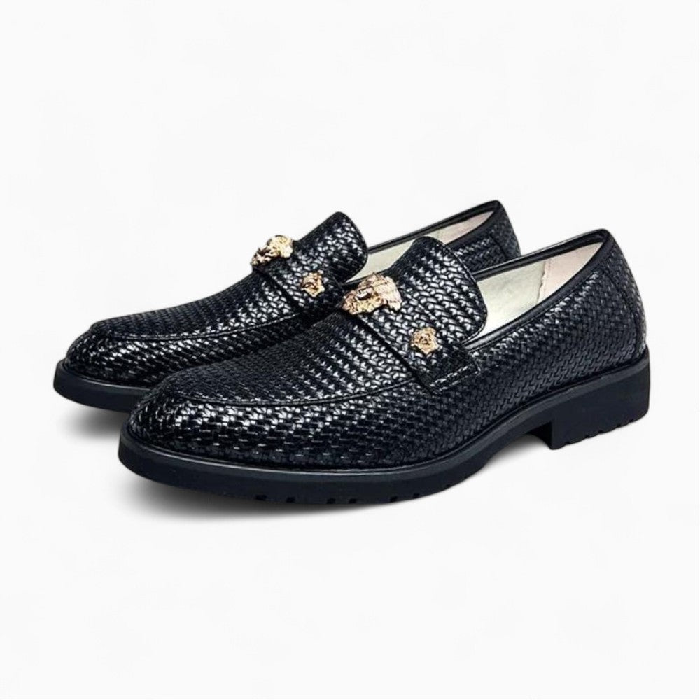 Mocassins À Bout Pointu En Cuir Verni Avec Nœud Décoratif