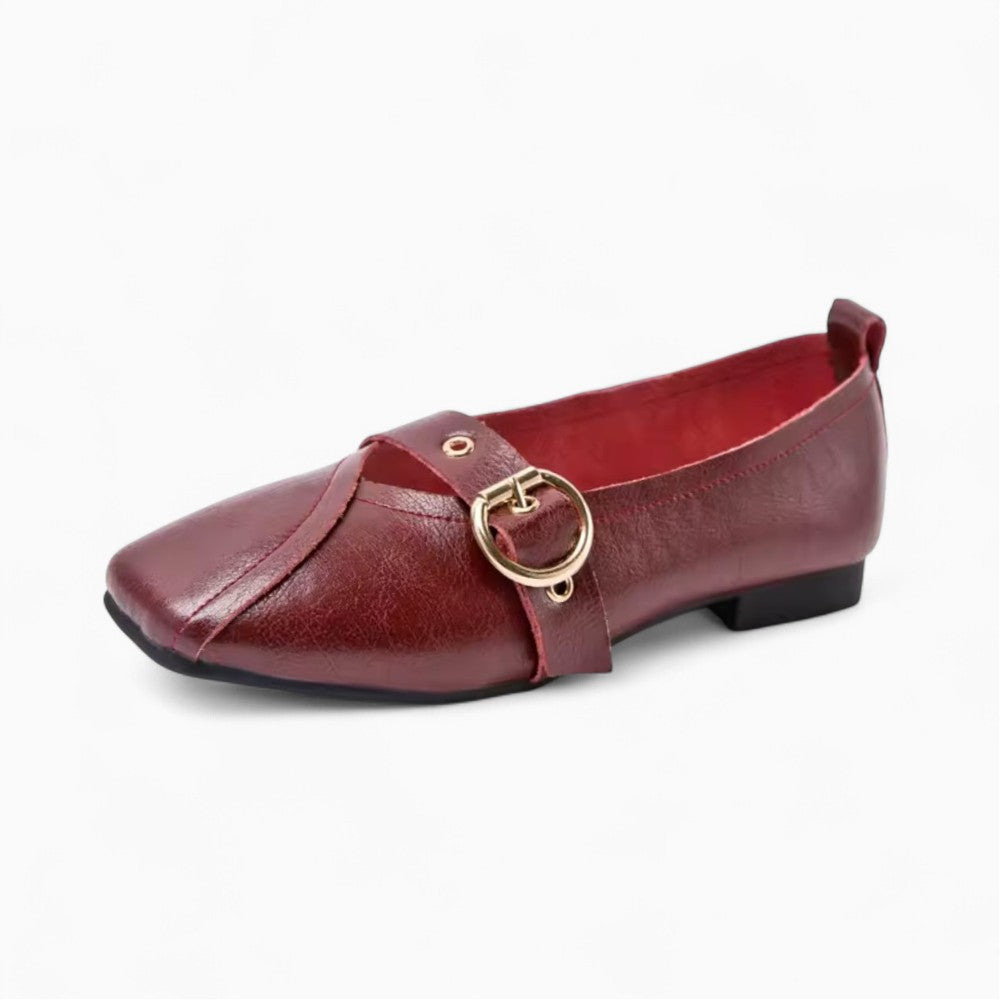 Mocassin Rouge À Bout Carré