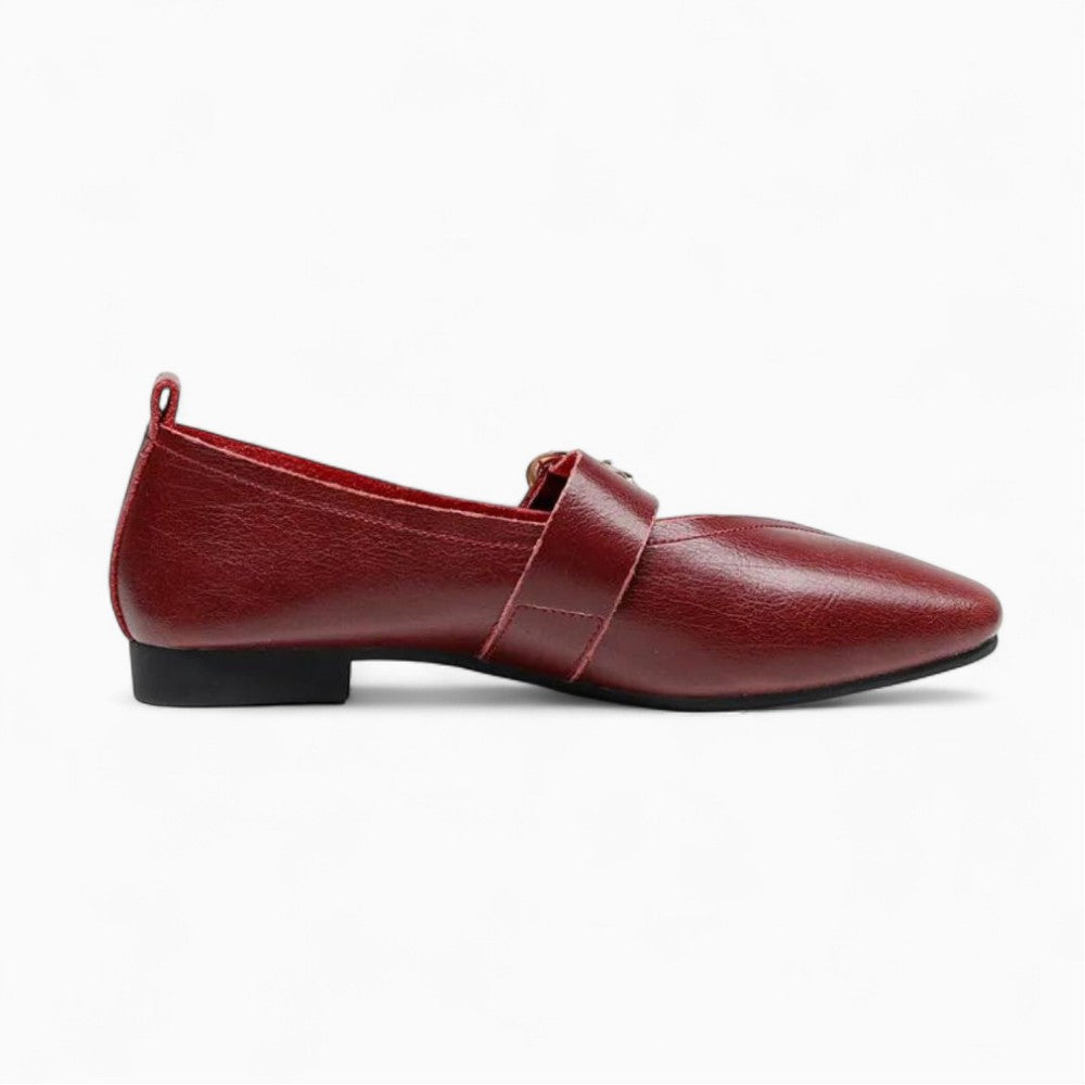 Mocassin Rouge À Bout Carré