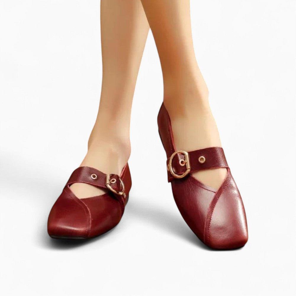 Mocassin Rouge À Bout Carré
