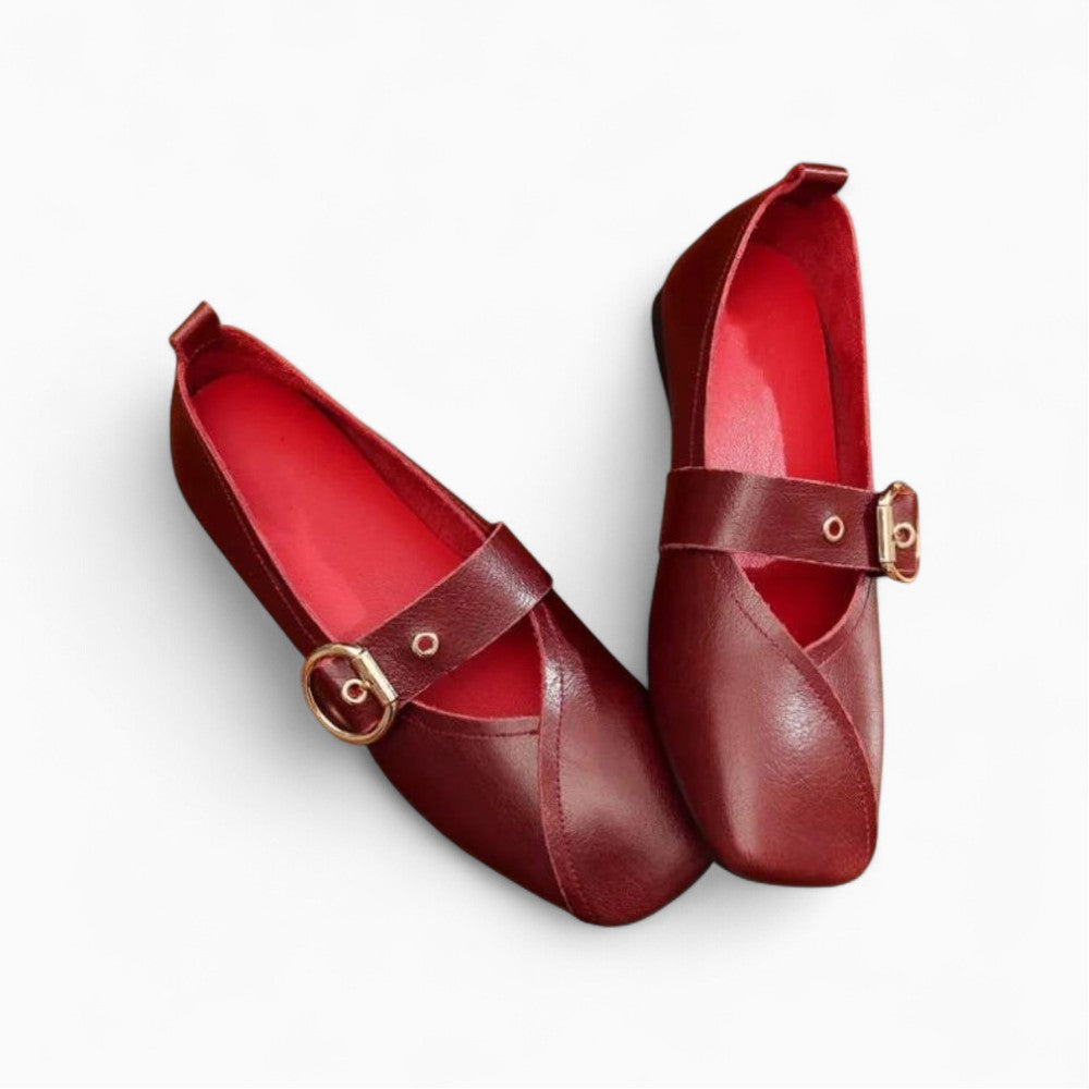 Mocassin Rouge À Bout Carré