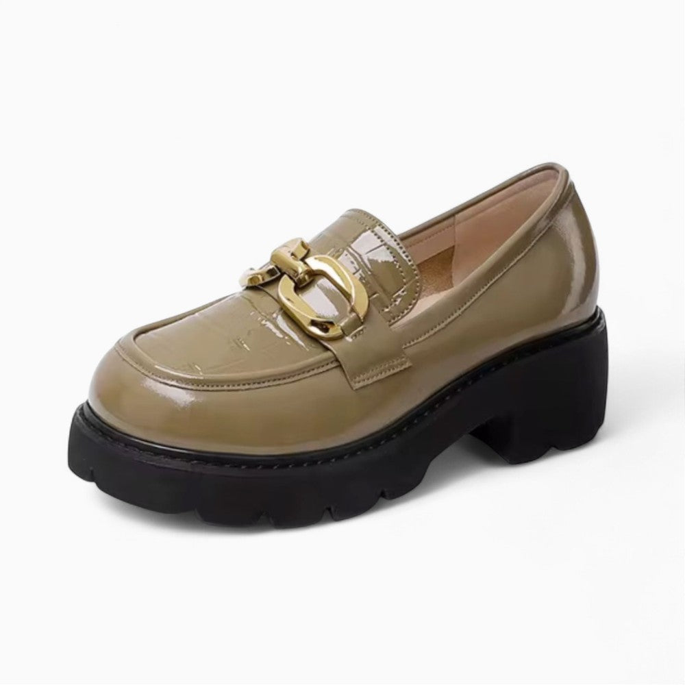 Mocassin En Cuir Végan Effet Croco Et À Boucle Dorée