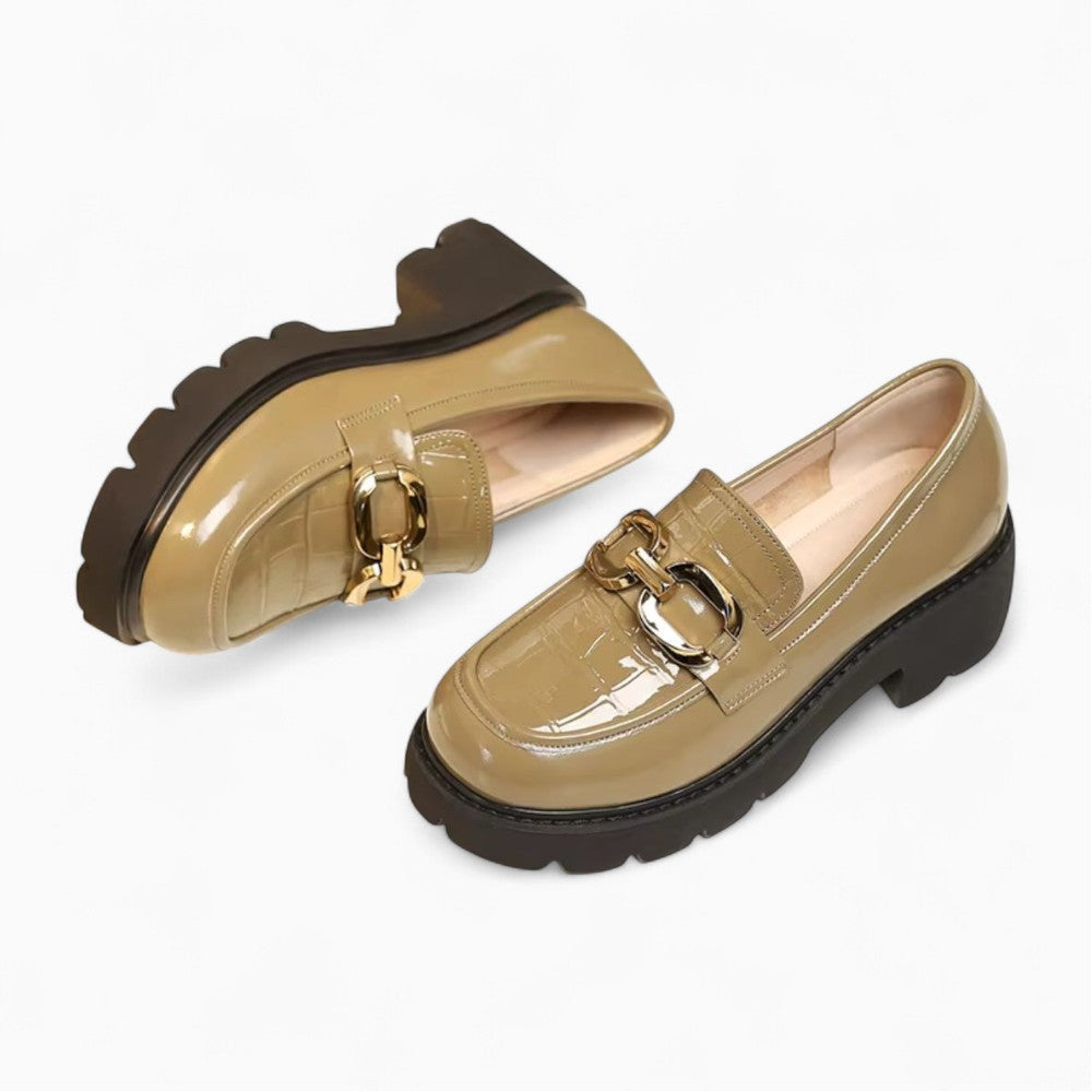 Mocassin En Cuir Végan Effet Croco Et À Boucle Dorée