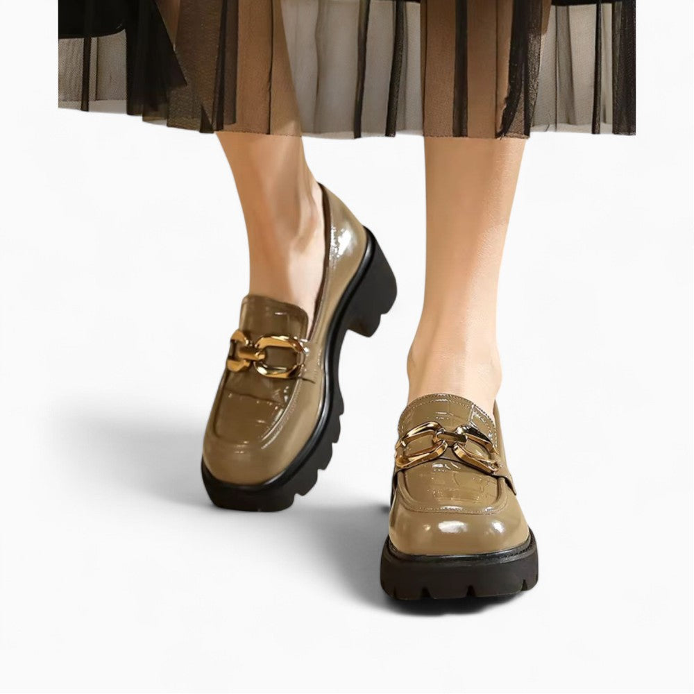 Mocassin En Cuir Végan Effet Croco Et À Boucle Dorée