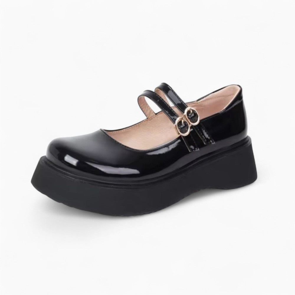 Mocassin Ballerine Vernis À Doubles Boucles