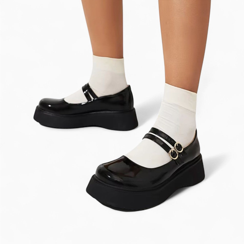 Mocassin Ballerine Vernis À Doubles Boucles