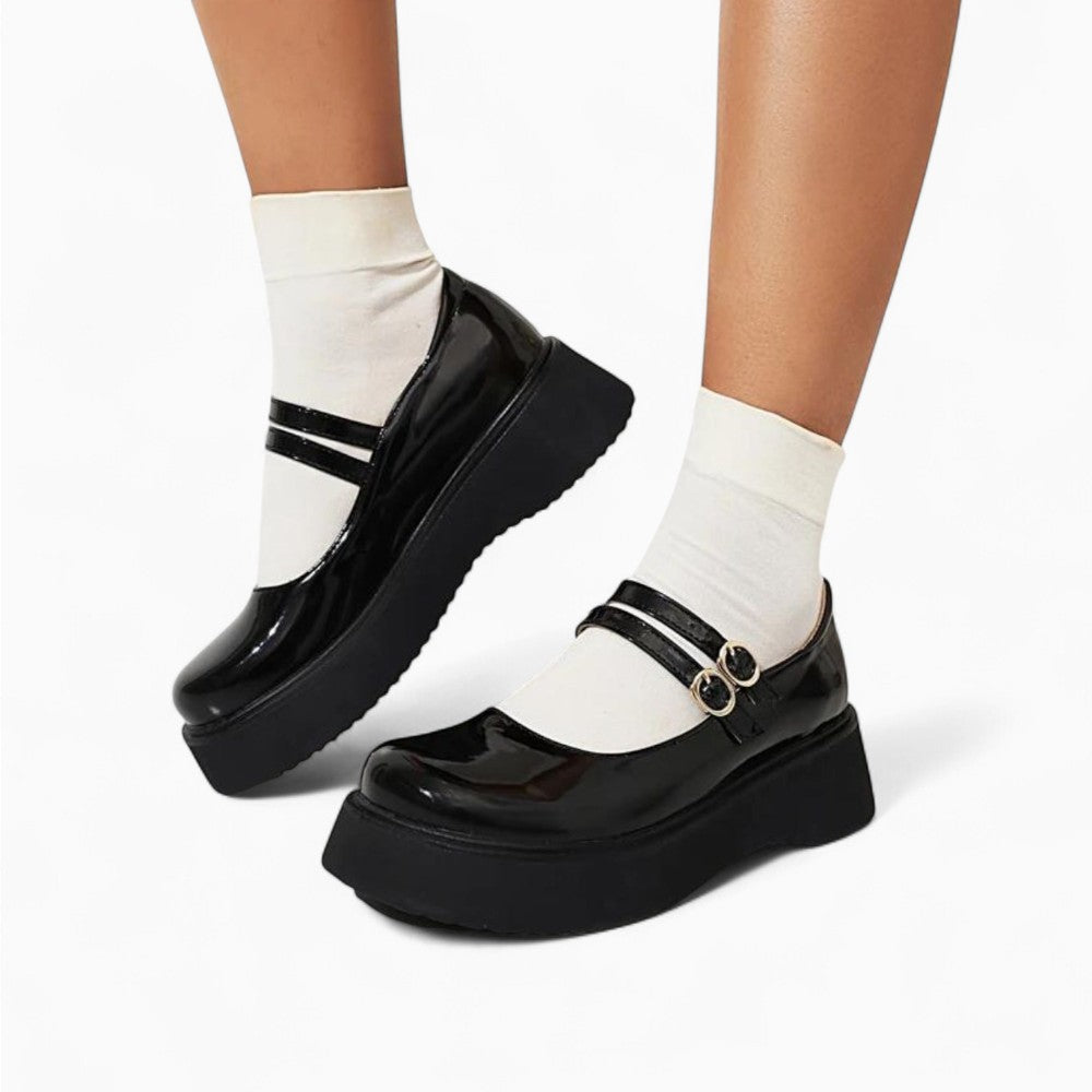 Mocassin Ballerine Vernis À Doubles Boucles