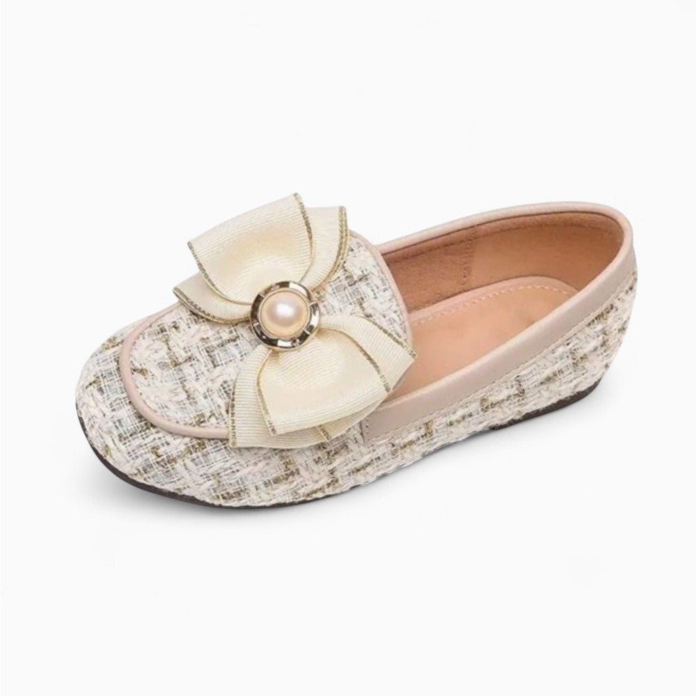 Mocassin Ballerine En Satin Avec Nœud Et Clous