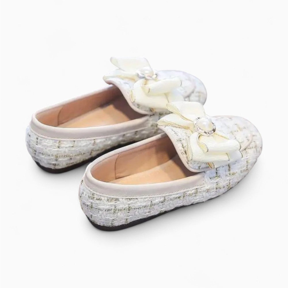 Mocassin Ballerine En Satin Avec Nœud Et Clous