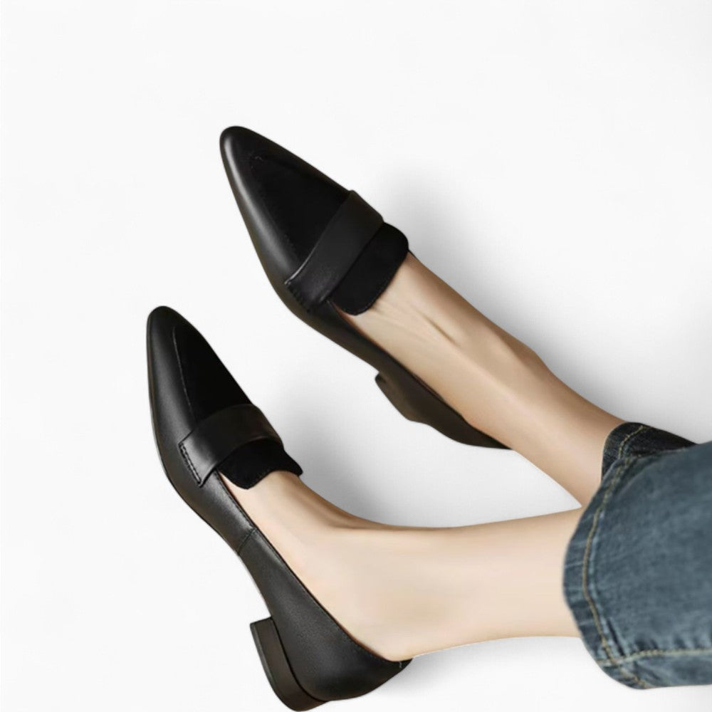 Mocassin Ballerine À Talon Carré