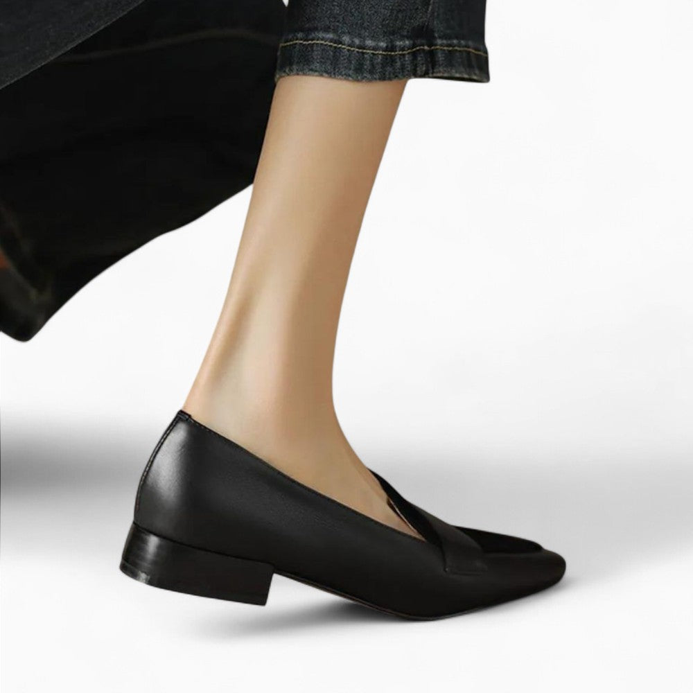 Mocassin Ballerine À Talon Carré