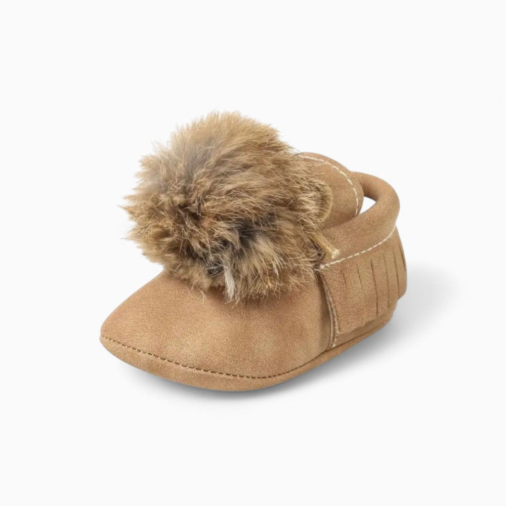 Bottines Mocassins Indiens En Cuir Et Fourrure Pour Bébé