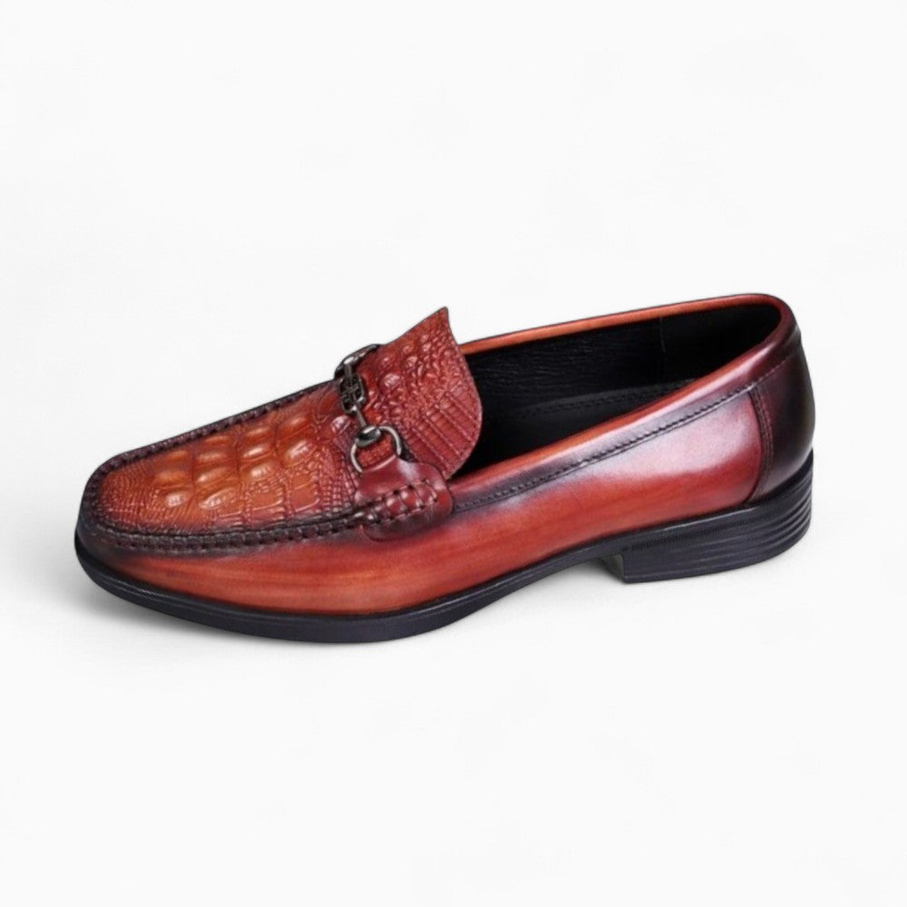 Mocassins Vernis Effet Crocodile De Luxe Pour Homme