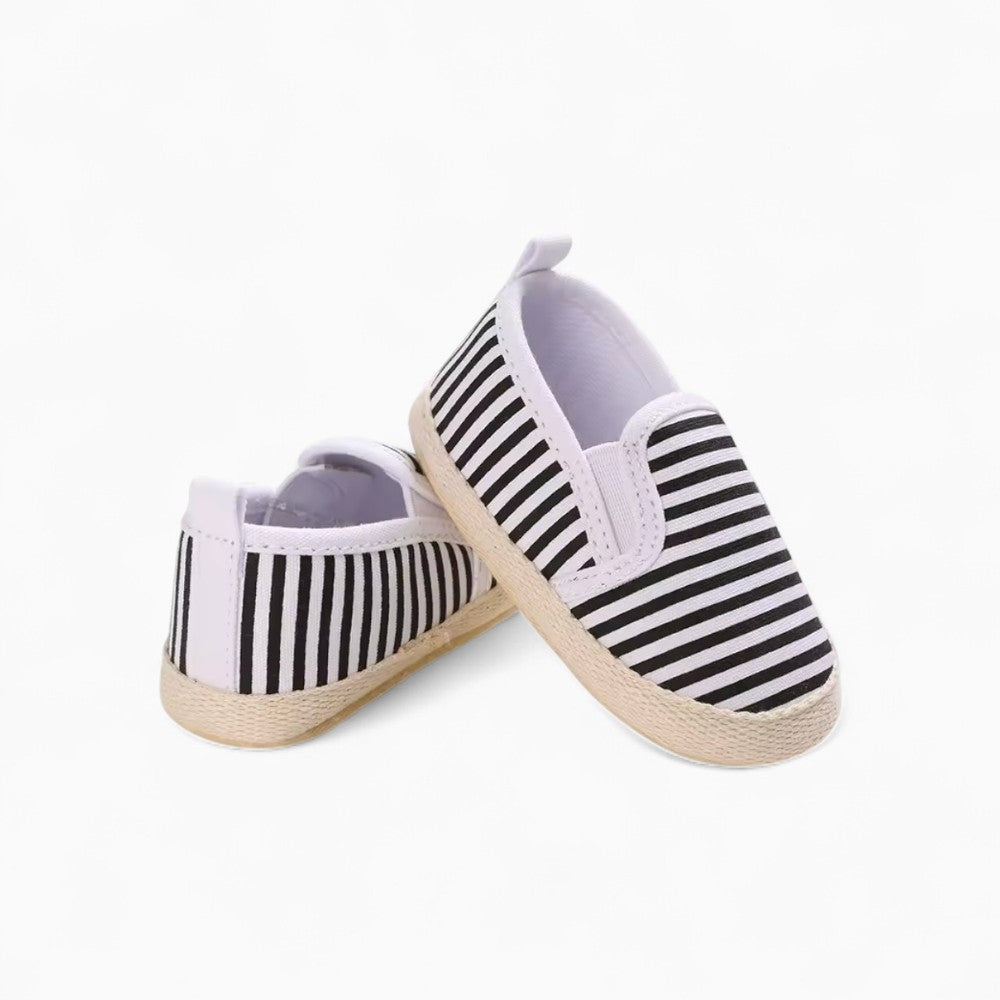 Mocassins premiers pas en Coton Motif Rayures