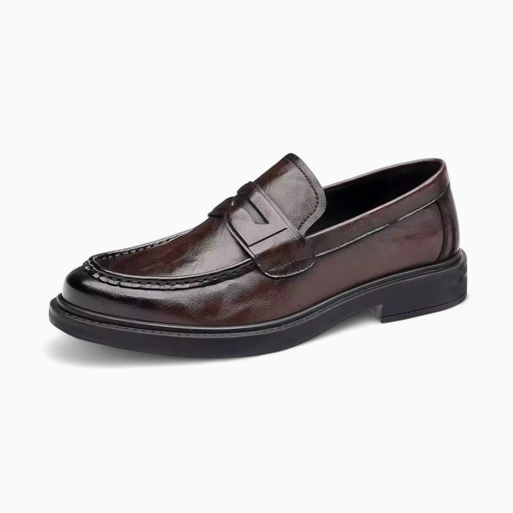 Mocassins Pour Homme En Cuir Véritable De Couleur Marron